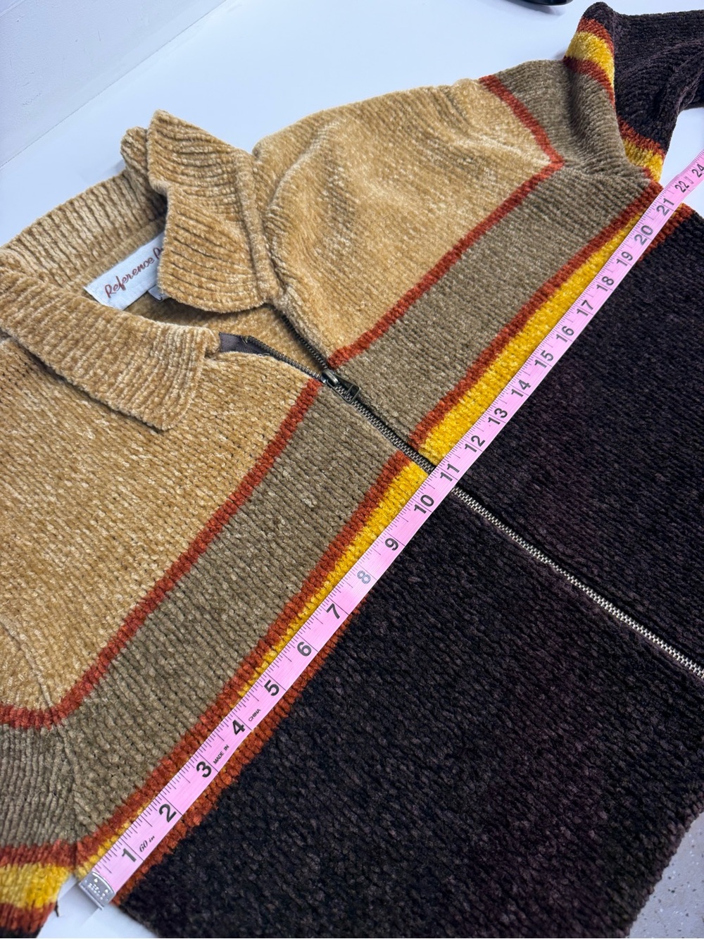 Retro 70s zipper cardigan fall groovy preppy medium lounge upcycle fix rescue